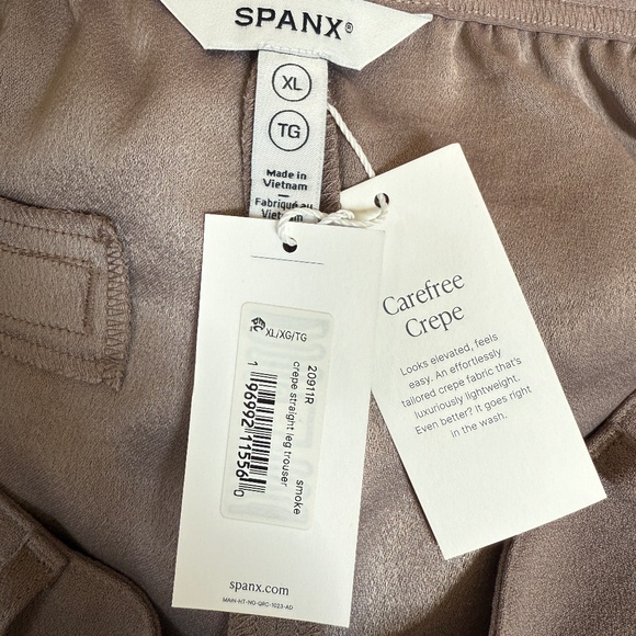 NWT Spanx Crepe Straight Leg Pull On Pants, Purple, Size XL, Elastic Waist Band - Picture 7 of 12